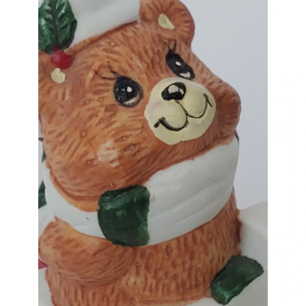 Vintage Giftco Inc Christmas Teddy Bear Ceramic Votive Candle Holder Presents